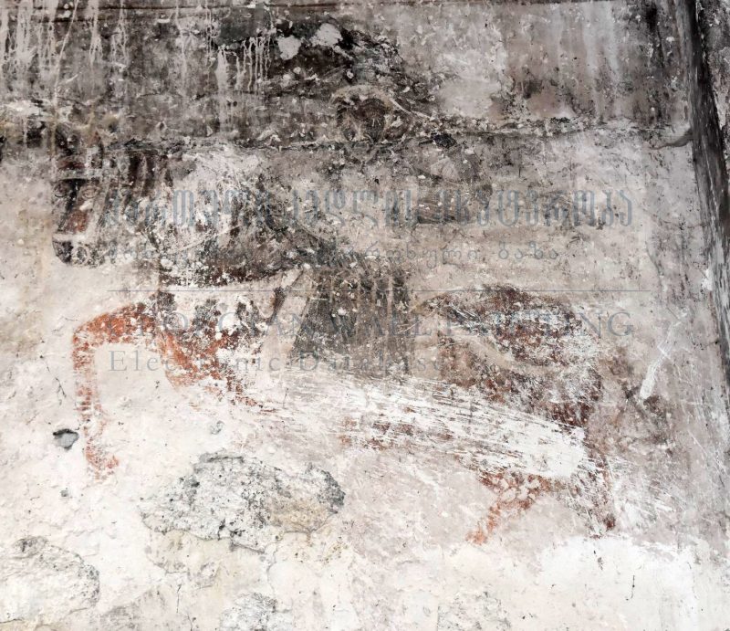 ჩრდილოეთ კედლის დასავლეთი მონაკვეთი, წმინდა მხედრის გამოსახულება, დეტალი